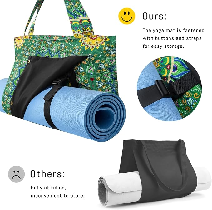 Mandala Yoga Mat Bag Large Yoga Bags and Carrier Fits All Your Stuff Yoga Tote Bags with Zipper Pocket Pilates Bag