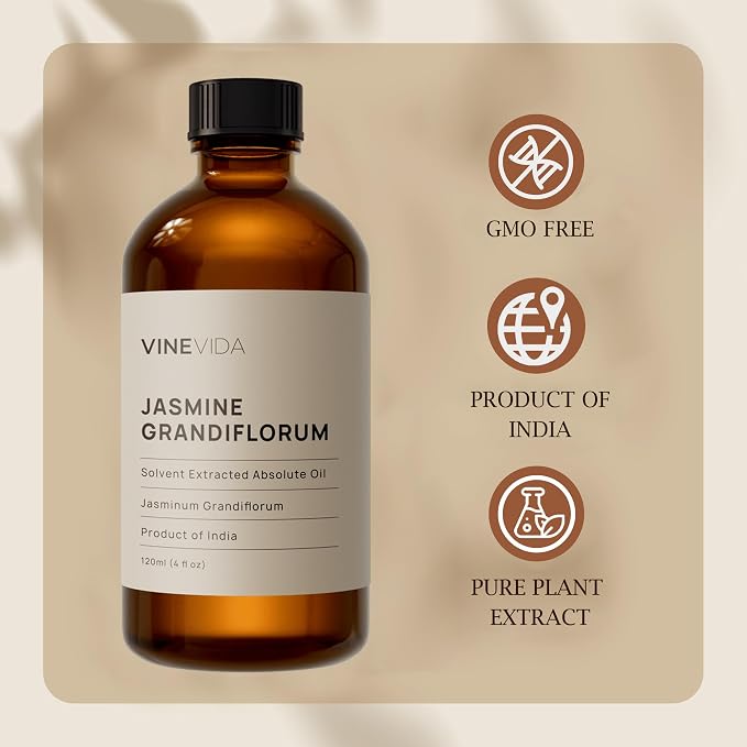 VINEVIDA Jasmine Essential Oil 4 oz - Undiluted Candle Scent DIY Scents for Candlemaking Bulk Soap Making