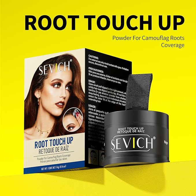 Sevich Hairline Powder - Root Touch Up Instantly Hair Color for Thinning Gray Coverage - Bald Spot Concealing Hair Powder for Women & Men - 48Hour Waterproof & Sweatproof - Grey