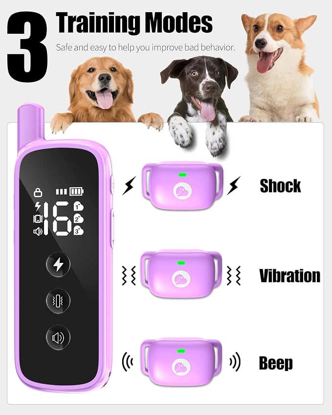 Shock Collar for Dogs 3Pack, 2600FT Dog Shock Collar with Remote