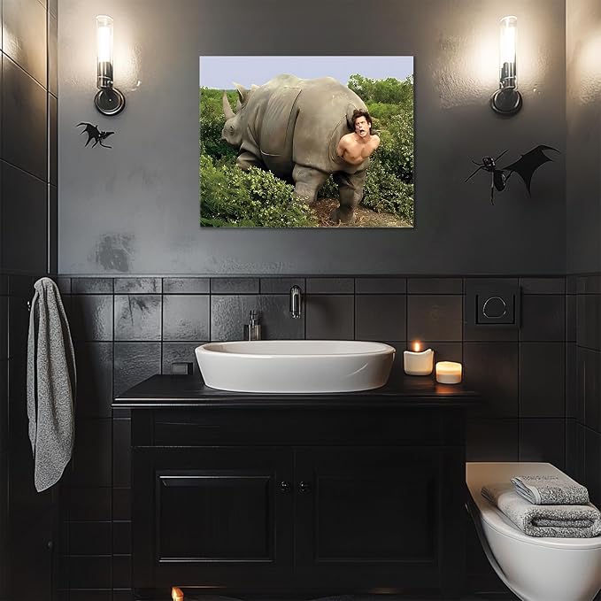 Funny Bathroom Canvas Wall Art, Toilet Paper Humor Poster, 24x30 Inch | Hilarious bathroom comedy decor and modern toilet artwork, gag gift for home, guest bath or office, Humor Style-08