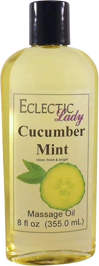 Cucumber Mint Massage Oil, 8 oz, With Sweet Almond Oil and Jojoba Oil