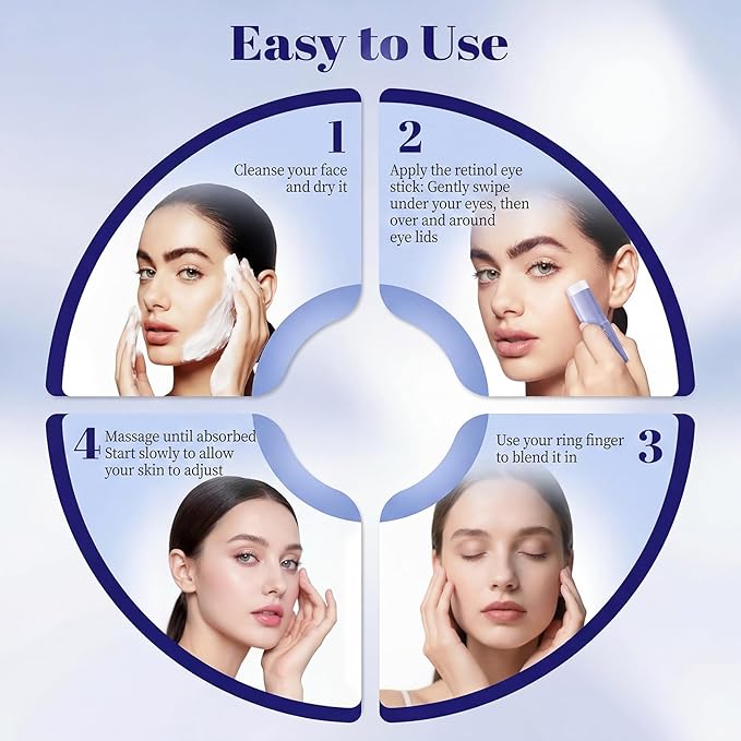 Retinol Eye Stick for Puffiness & Dark Circles, Caffeine Under Eye Balm for Fine Lines & Wrinkles, Anti-Aging Eye Cream Stick Moisturizer for Sensitive Skin, Travel Size (0.24oz)