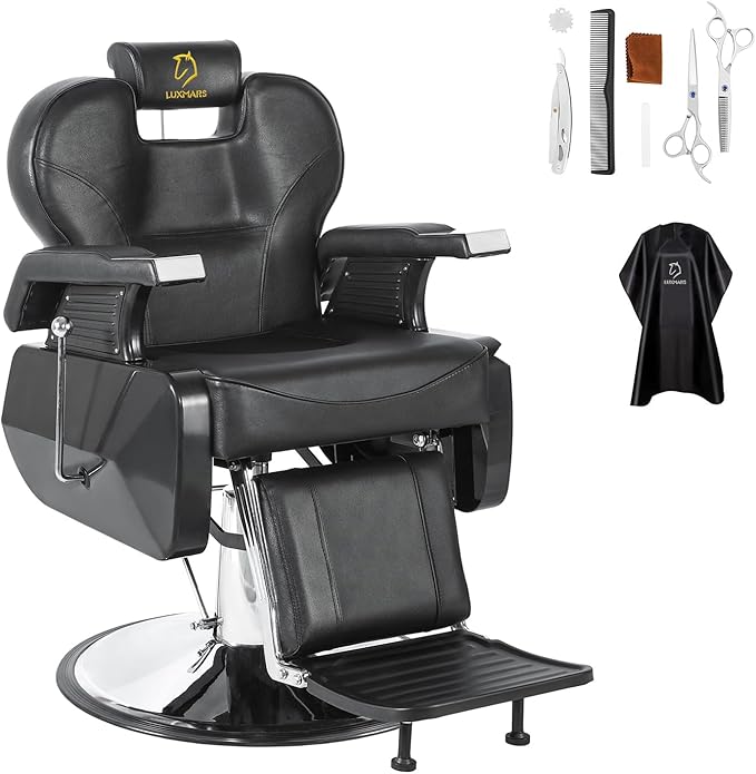Barber Chair Hydraulic Reclining Salon Chair Styling Chairs Hair Chair 360 Degrees Rolling Swivel Barber Chairs for Barbershop Hair Salon Black