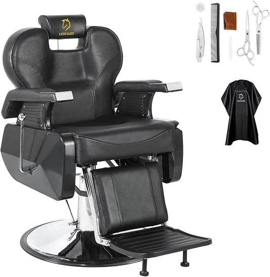 Barber Chair Hydraulic Reclining Salon Chair Styling Chairs Hair Chair 360 Degrees Rolling Swivel Barber Chairs for Barbershop Hair Salon Black