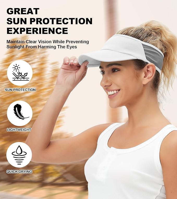 Sun Visor Hats Lightweight Stretchy for Running Tennis Golf | Portable,Mesh breathable,Quick-dry,Cooling Visor Hat,Stretch Fit,For Outdoor Sport Pickleball,Beach Volleyball