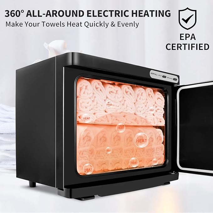 Hot Towel Warmer, Professional 23L Large Capacity Hot Towel Cabinet, 2-in-1 Spa Towel Warmers for Facials, Barber, Salon, Esthetician, Upgrade Fast Heating Aluminum Interior, Black