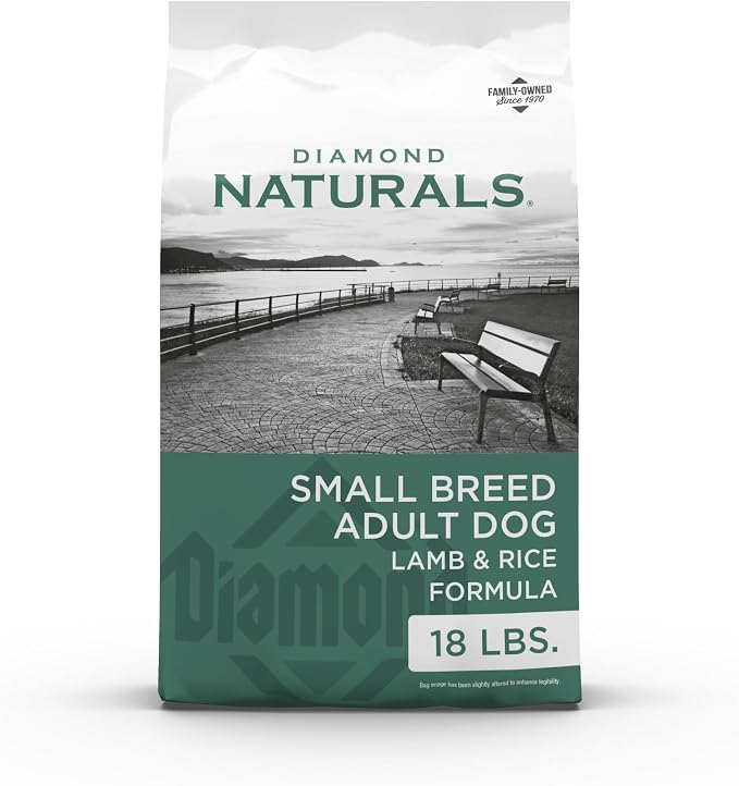 Diamond Naturals Small Breed Adult Dry Dog Food, Lamb & Rice, 18lb | Balanced Nutrients for Small Breed Dogs | Omega Fatty Acids for Skin & Coat Health | Probiotics for Digestive Support