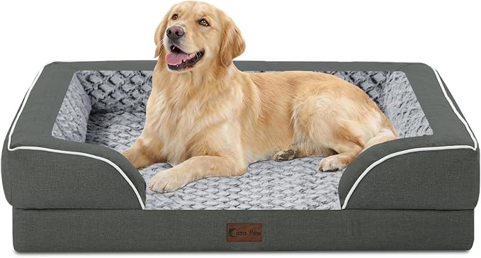 Waterproof Orthopedic Dog Bed for Large Dogs, 36x27in, Dark Grey | Orthopedic Foam Eases Joint Pressure, Bolsters Supports Head And Neck, Washable Pet Beds, Removable Cover, Non-Slip Bottom