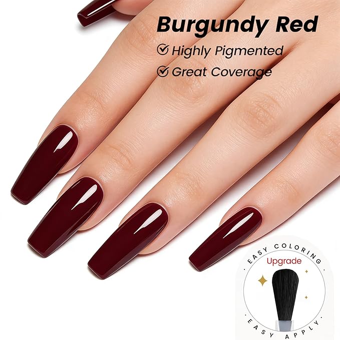 YTD Likomey Burgundy Red Gel Nail Polish,15ml Salon Home DIY Manicure and Pedicure Dark Cherry Red Fall Winter Soak Off UV Color Varnish,CS219