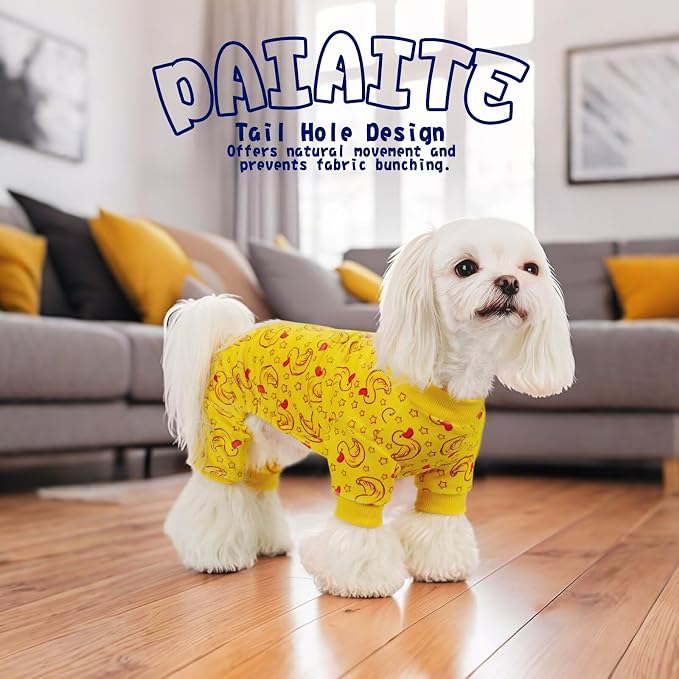 Dog Pajamas Onesie: Comfortable Four-Legged Apparel for Small, Medium, & Large Dogs, Polyester Material for Comfort, Wrinkle Resistance, Moisture Wicking, Stretchiness Rotating Duck XL
