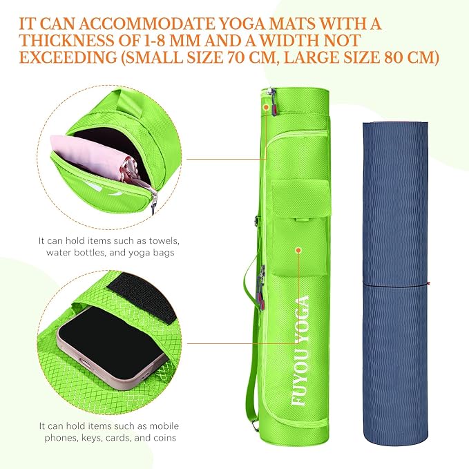 Upgrade Yoga Mat Bag, Waterproof Yoga Gym Bag Tote Bag with Adjustable Strap, Multi-Pockets Yoga Mat Carrier for Gym, Fitness
