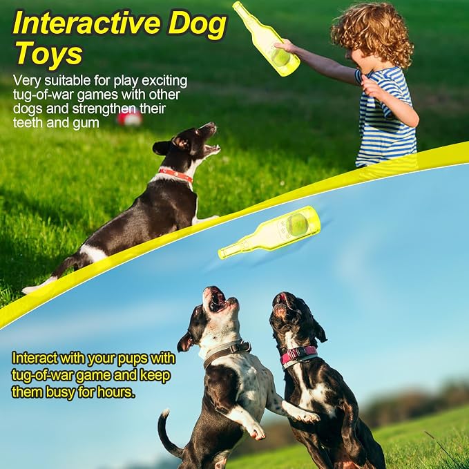 Water Bottle Dog Toy for Aggressive Chewers, Cute Squeaky Indestructible Water Bottle Dogs Chew Toys for Medium/Small Dogs Interactive Dog Toys to Exercise and Accompany (Yellow)