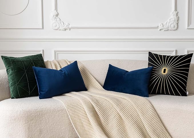JUSPURBET 28x28 Decorative Velvet Throw Pillow Covers Set of 2,Navy Blue | Cozy Soft Euro Cushion Covers Cases with Hidden Zipper for Couch Sofa Bed Living Room Bedroom Home Decor