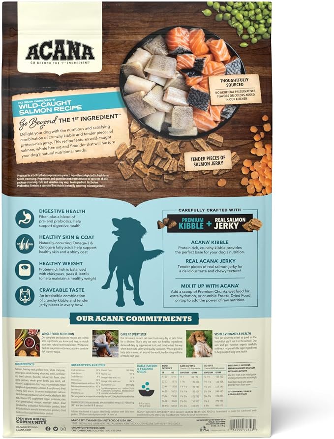 ACANA Butchers Favorites Grain-Free Dry Dog Food Wild-Caught 17lb Bag | High Protein, Made in the USA, Skin & Coat, Digestive Health, Wild-Caught Fish, Real Salmon, Global Quality Ingredients