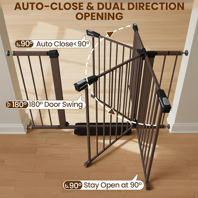 Mumeasy 36" Extra Tall Dog Gate, 29.7-46" Baby Gate for Stairs & Doorways