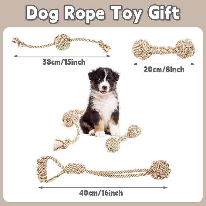 Dog Rope Toy for Small Dog 3pcs, Natural Chew Toys for Puppy, Medium Dogs