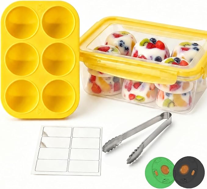 BABORUI Popsicles Molds Kit for Woof Pupsicle Large 25-75lbs, 6 Cavities Silicone Dog Treat Molds with Container Tong for Making Frozen Refill Pops Treats (L)
