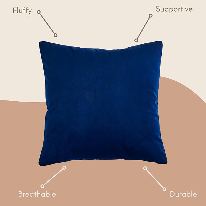 Solid Color Velvet Throw Pillow with Insert Included (Navy Blue, 14"x24"), Decorative Pillow for Sofa, Couch, Bed, Chair Cushion