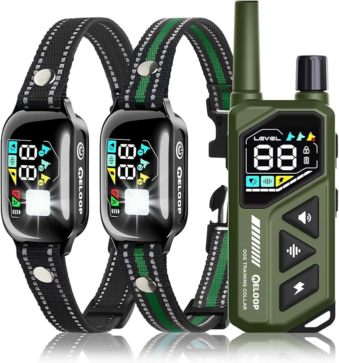 Smart Dog Bark Collar for 2 Dogs, 2-in-1 Remote Control Shock Training Collar with AI Anti-Barking Device for Small/Medium,/Large Dogs, IPX7 Waterproof