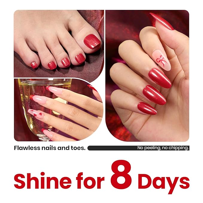 Beetles Red Nail Polish 15ML Quick Dry Glitter Fingernail Polish 4th of July DIY Salon Spring for Women
