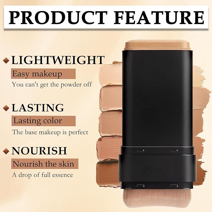 Flawless Face Foundation Stick,Korean Lightweight Hydrating Foundation Contour Stick with Brush,Multi-Use Face Makeup Sticks,Waterproof Thin and Cover Blemishes for All Skin Types (03#Pink Velvet)