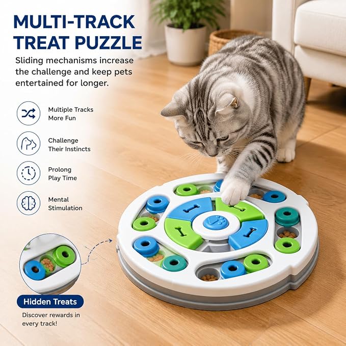 LOS ANDES Dog Puzzle Toy, Interactive Treat Dispensing Slow Feeder Enrichment Game for Small Medium Puppies
