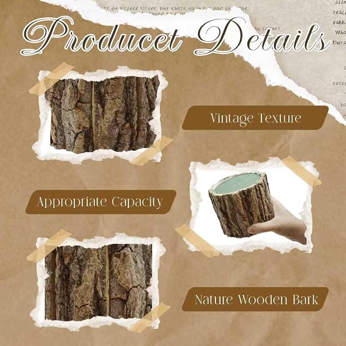 12 Set 3.5in Wooden Vases for Centerpieces, Wedding Flower Table Wood Vase Rustic Tree Stump Planter Pots with Foam Blocks for Woodland Party Home Farmhouse Table Decor (12 Set with Flower Foam)