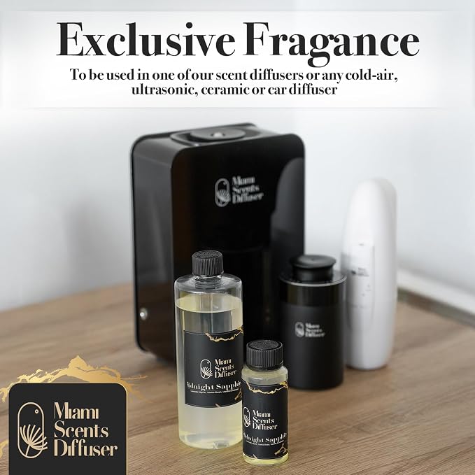 Midnight Sapphire Noir Essential Oil Refill Luxury Hotel Inspired, Long Lasting Aroma for Home & Office Diffuser, 120 ml Fresh Blend of Lavender, Vanilla & Almond - Scent for Spa Wellness Aromatherapy