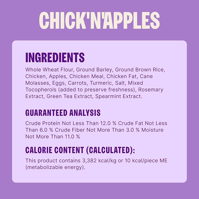 Wellness Old Mother Hubbard Classic Chick'N'Apples Dog Biscuits, Natural Training Treats, Chicken and Apple Flavor, Mini Size, 20 oz Bag