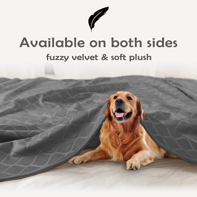 fuguitex Waterproof Dog Blanket Bed Cover Dog Crystal Velvet Moroccan Fuzzy Cozy Plush Pet Blanket Throw Blanket for Couch Sofa(30 * 70 inch, Dark Grey+Grey)
