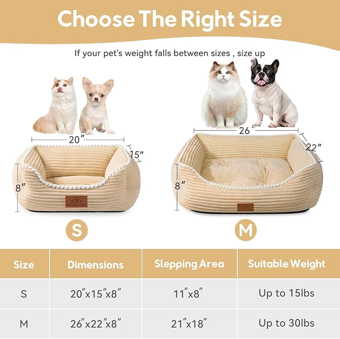 Zerbuger 25in Coffee Rectangle Cat Dog Bed Machine Washable Sleeping Sofa | for Large Medium Small Pets Indoor Outdoor, Non-Slip Bottom Soft Puppy Bed Durable Orthopedic Calming Pet Cuddler