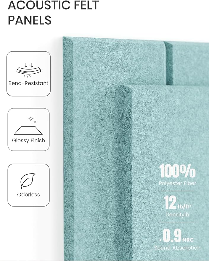 Fluxynara 36" x 24" Large Felt Bulletin Board, Aqua Blue | 6 Pack Cork Board Alternative with 30 Safe Adhesive Tabs, Felt Pin Boards for Wall Decor, Home, Office, Classroom, Dorm