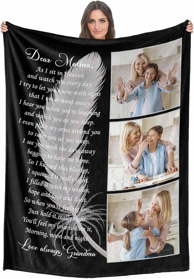 Custom Memorial Blanket with Photo - Sympathy Gift for Loss of Loved One