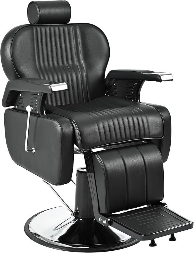 Professional Barber Chairs for Barbershop,Reclining Salon Chairs for Hair Stylist with Heavy Duty Hydraulic Pump/Headrest/ Footrest,360° Rotation, Tattoo Chair Shampoo Equipment For Beauty Shop