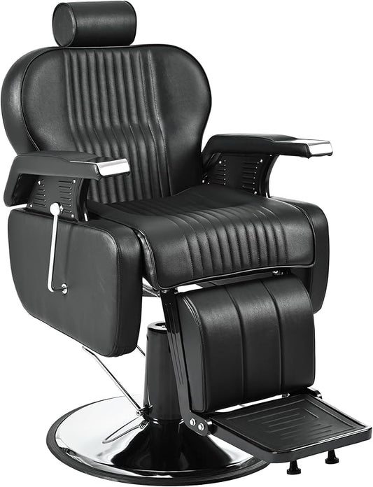 Professional Barber Chairs for Barbershop,Reclining Salon Chairs for Hair Stylist with Heavy Duty Hydraulic Pump/Headrest/ Footrest,360° Rotation, Tattoo Chair Shampoo Equipment For Beauty Shop