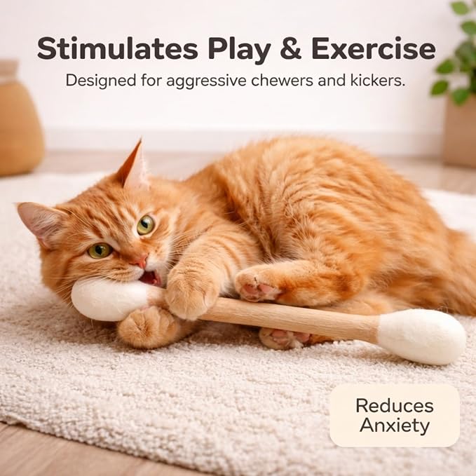 Glaciart One Giant Swab Cat Toy with Catnip 1 Pc (17 in / 42 cm) | Extra Long Durable Chew Toy for Large Cats, Aggressive Chewers & Small Dogs | Interactive, Catnip Filled for Play & Anxiety Relief