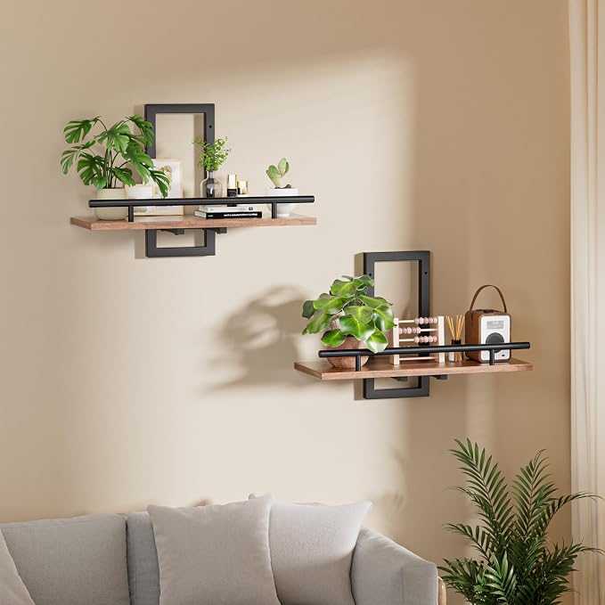 Sbosbo Floating Shelves for Wall Plant Shelf Indoor Wall Mounted Shelves | Wall Planters for Indoor Floating Plant Shelves for Bedroom, Living Room, Kitchen, Office, Bathroom Decor (2 Pack)