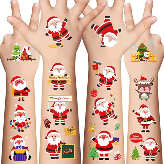 Christmas Temporary Tattoos for Kids Stocking Stuffers and Gifts - 240 Pieces Christmas Fake Tattoo stickers for Boys and Girls,Christmas Party Favor Xmas Holiday Decorations Supplies 16 Sheet