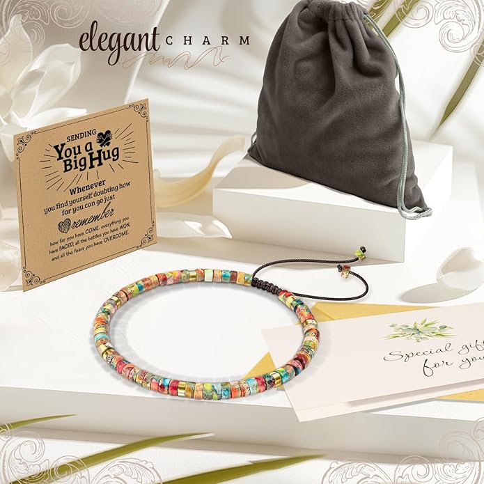 Inspirational Gifts Bracelets for Women: Valentines Mothers Day Birthday Gifts for Women Friends Sister Mom - Healing Natural Stone Beads Bracelets Thinking of you Get Well Soon Gift for Women
