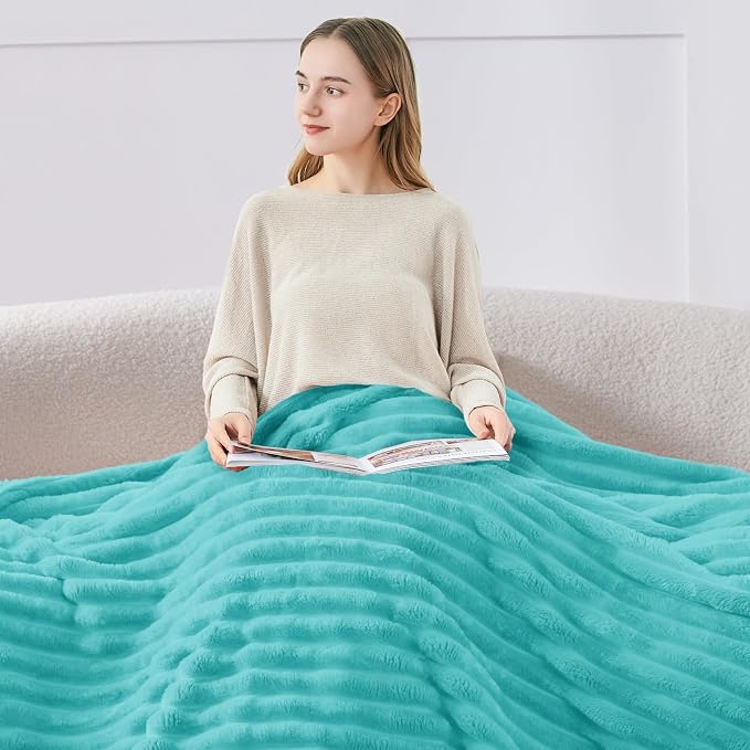 BEDELITE Ribbed Twin Blanket for Couch & Bed, Aqua, 60"x80" | Ultra-Soft Plush Fleece, Cozy, Warm Yet Lightweight, Ribbed Texture, Home Decor, Machine Washable, Giftable, All-Season Use