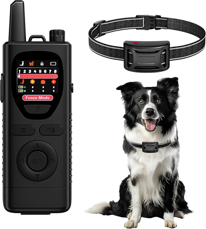 Wireless Dog Fence System - 2-in-1 Pet Containment & Training Collar with Accurate Boundary Control, IPX6 Waterproof and Rechargeable, for Large & Medium 1 Dogs Black