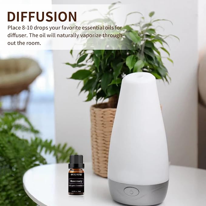 BURIBURI Rosemary Essential Oil 100% Pure, Undiluted, Natural, Organic Aromatherapy Rosemary Oil Essential Oils 10ML
