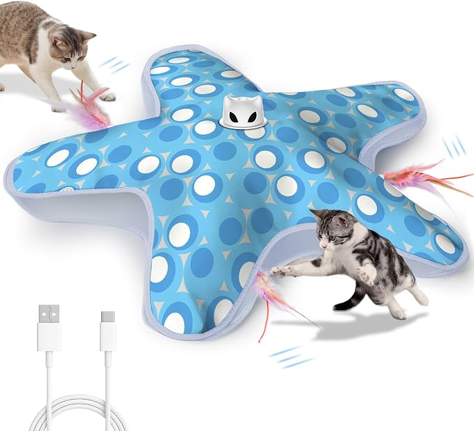 Interactive Cat Toys for Indoor Cats with Moving Concealed Feathers