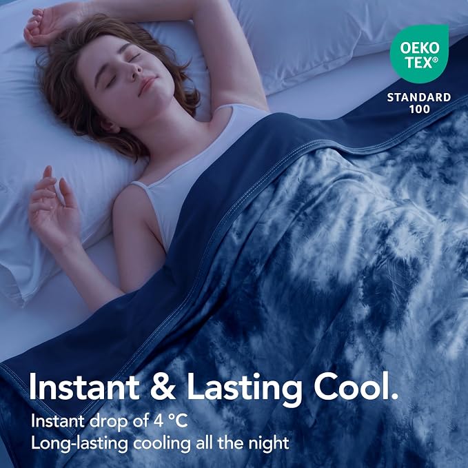 Cooling Blanket Throw 50"x70" for Hot Sleepers | Cold Summer Soft Blanket for Bed Couch and Travel Absorbs Heat Q-Max>0.35 Cool Lightweight Throw for Night Sweats Menopause