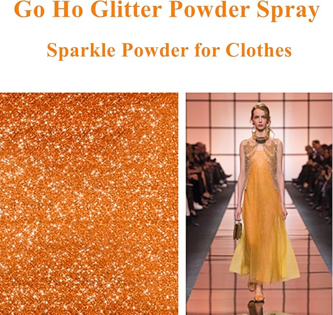Go Ho UV Orange Hair and Body Glitter Spray, Festival UV Effect Glitter Powder Makeup for Hair/Body/Clothes,Dry Powder Spray Loose Sparkle Makeup,10g