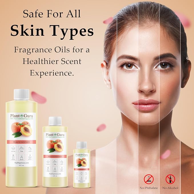 Peach Fantasy Fragrance Oil 8 fl. oz. Scented Oil for DIY Soap Making, Candles, Bath Bombs, Body Butters. Used in Aromatherapy Diffusers, Burners and Warmers. Add to Lotions and Creams.
