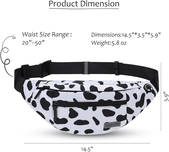 MAXTOP Large Crossbody Fanny Pack with 4-Zipper Pockets,Gifts for Enjoy Sports Festival Workout Traveling Running Casual Hands-Free Wallets Waist Pack Phone Bag Carrying All Phones