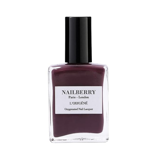 Nailberry L'Oxygéné Oxygenated Nail Lacquer | Boho Chic | Deep Plum Rose Opaque Nail Polish | UV Protected Long-Wear Nail Polish | 12-Free | Vegan | Certified Halal | Cruelty & Gluten Free | 15 ml
