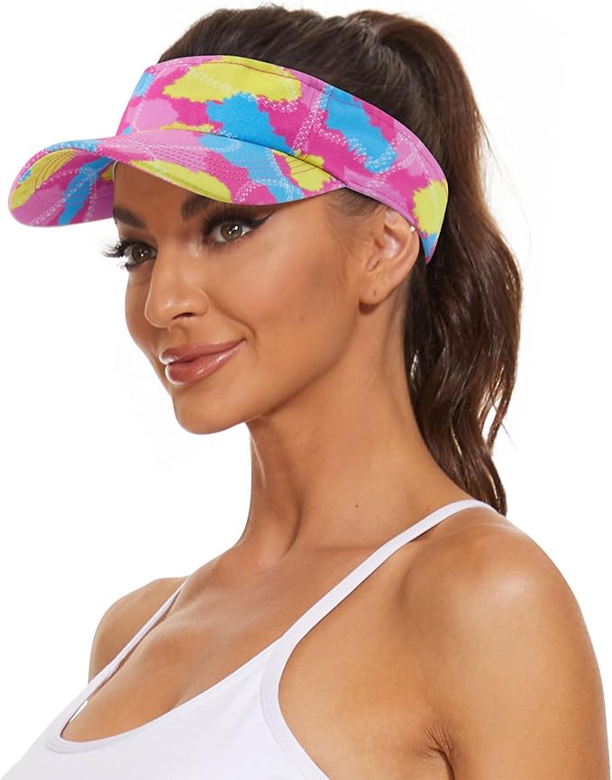Zando 3.2" Structured Brim Visor Hats for Women, UPF 50+, Golf/Tennis | 3.2"Structured Brim Adds Sun Coverage, Steady View, Quick-dry Sweatband, Open-Top Ponytail Fit, Adjustable Fit & Lightweight